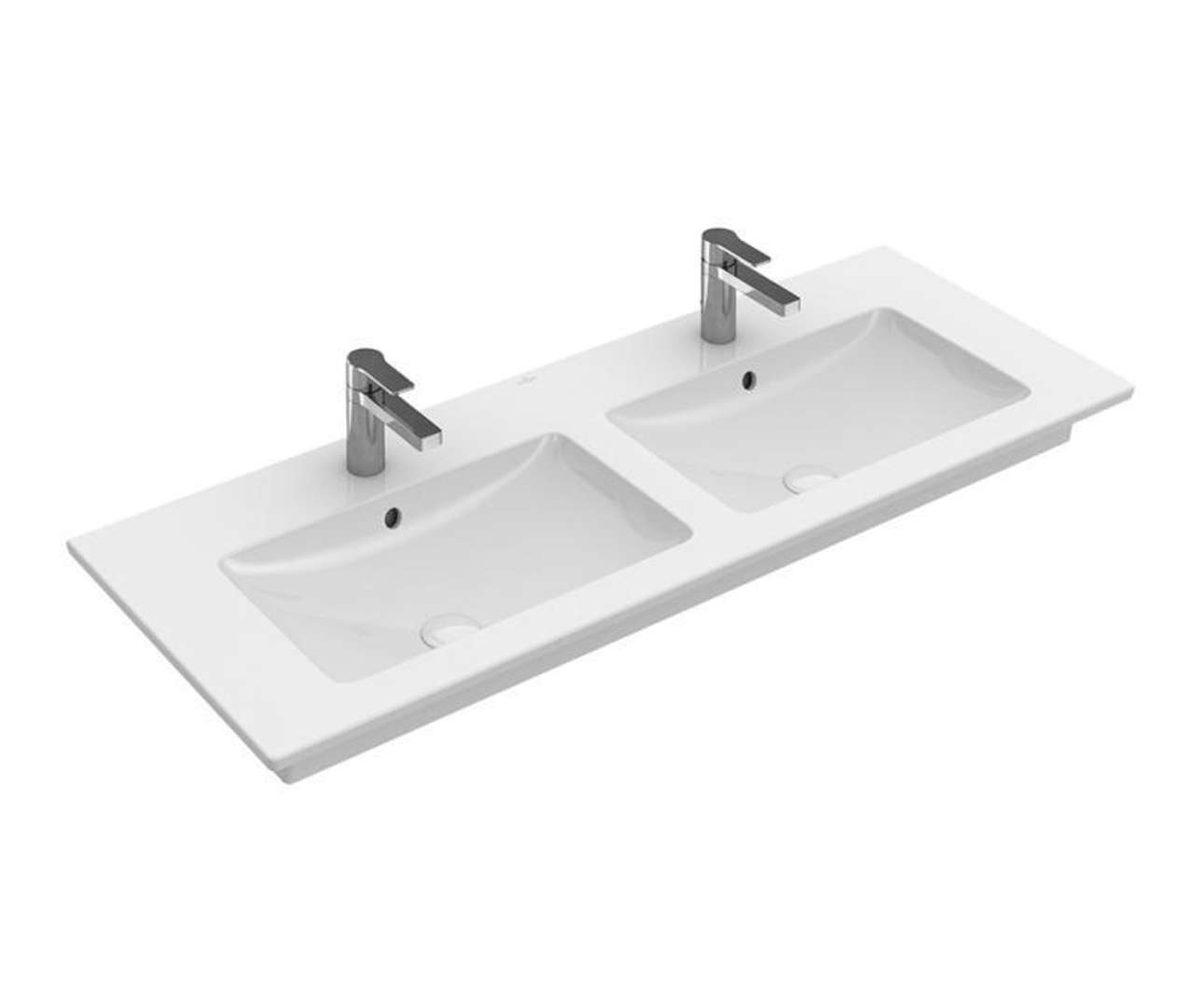 Villeroy & Boch Venticello Dvojumývadlo nábytkové 130x50 cm, s prepadom, 2 otvory na batériu, CeramicPlus, alpská biela 4111DLR1