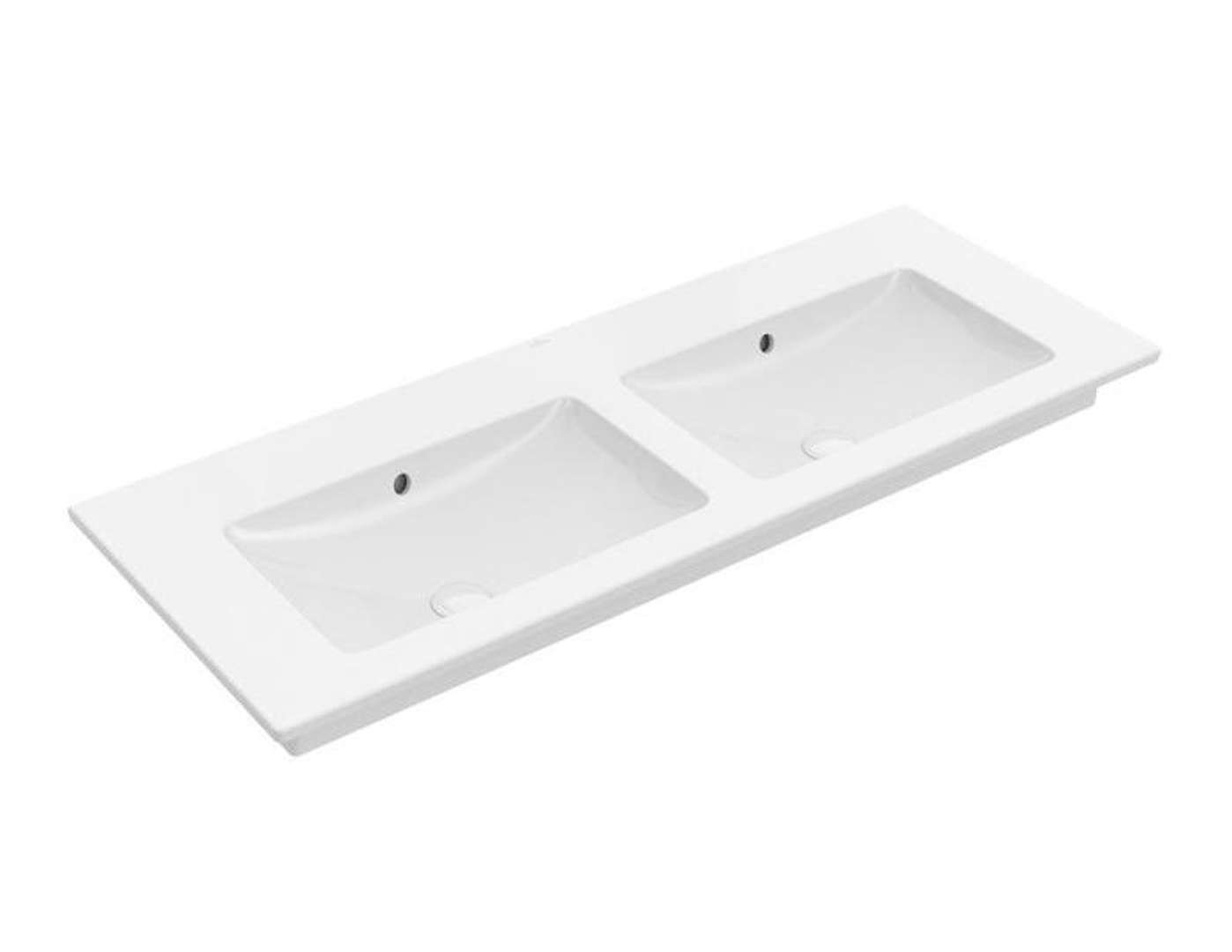 Villeroy & Boch Venticello Dvojumývadlo nábytkové 130x50 cm, s prepadom, bez otvoru na batériu, CeramicPlus, alpská biela 4111DJR1
