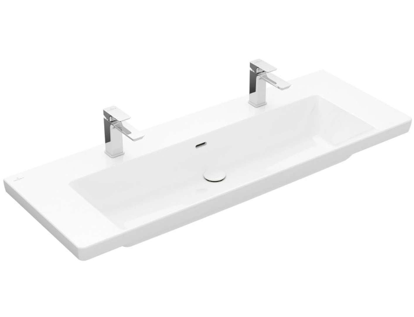 Villeroy & Boch Subway 3.0 Dvojumývadlo, 130x48 cm, s prepadom, otvory na batérie, CeramicPlus, alpská biela 4A70D4R1