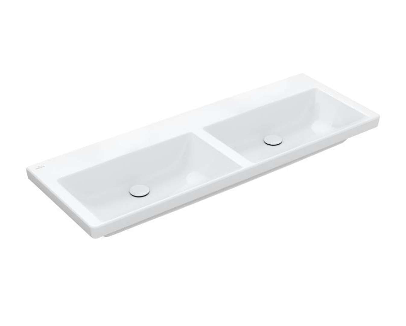 Villeroy & Boch Subway 3.0 Dvojumývadlo nábytkové, 130x47 cm, bez prepadu, bez otvoru na batérie, CeramicPlus, Stone White 4A71D3RW