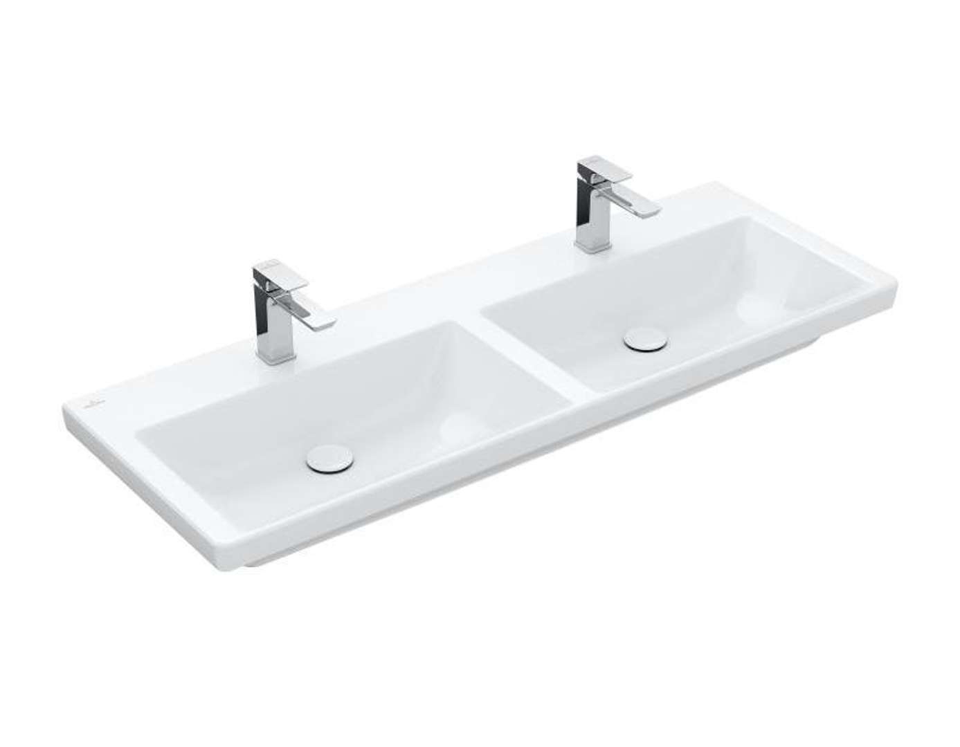 Villeroy & Boch Subway 3.0 Dvojumývadlo nábytkové, 130x47 cm, bez prepadu, otvory na batérie, CeramicPlus, alpská biela 4A71D1R1