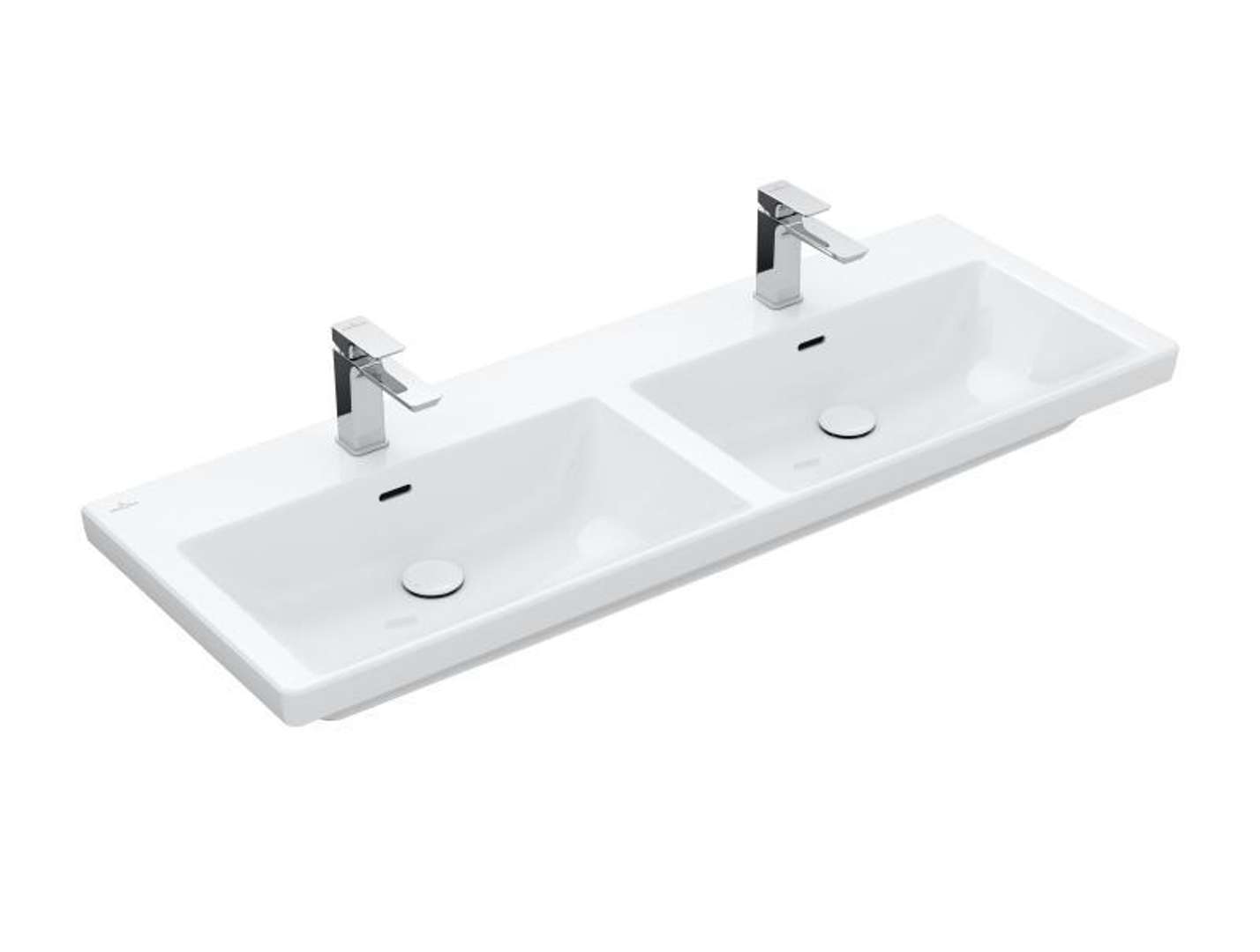 Villeroy & Boch Subway 3.0 Dvojumývadlo nábytkové, 130x47 cm, s prepadom, otvory na batérie, CeramicPlus, alpská biela 4A71D5R1