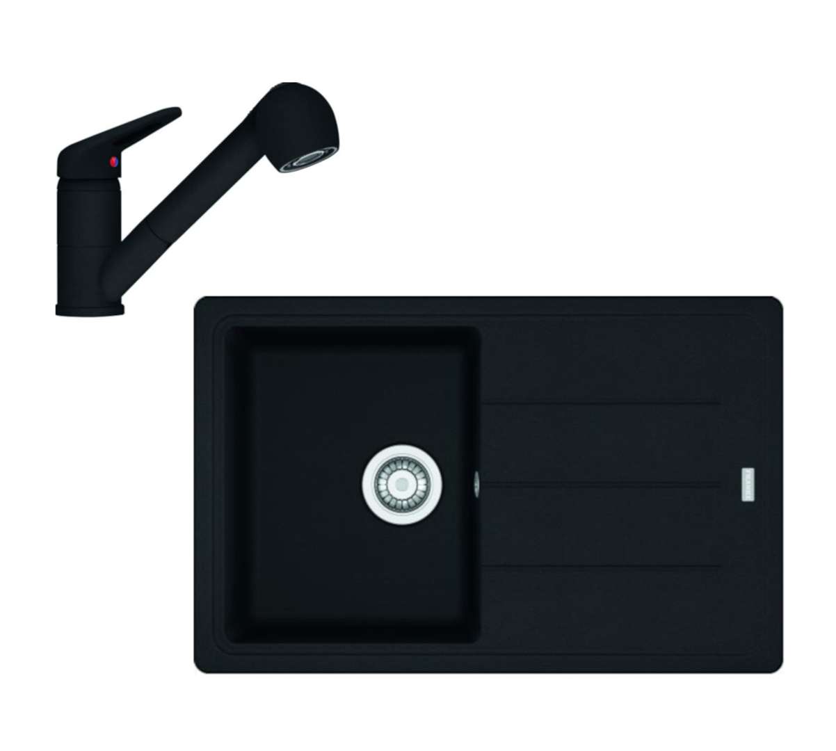 Franke Sety Kuchynský set G57, fragranitový drez BFG 611-78 a batéria FC 9547.901, matná čierna 114.0675.667