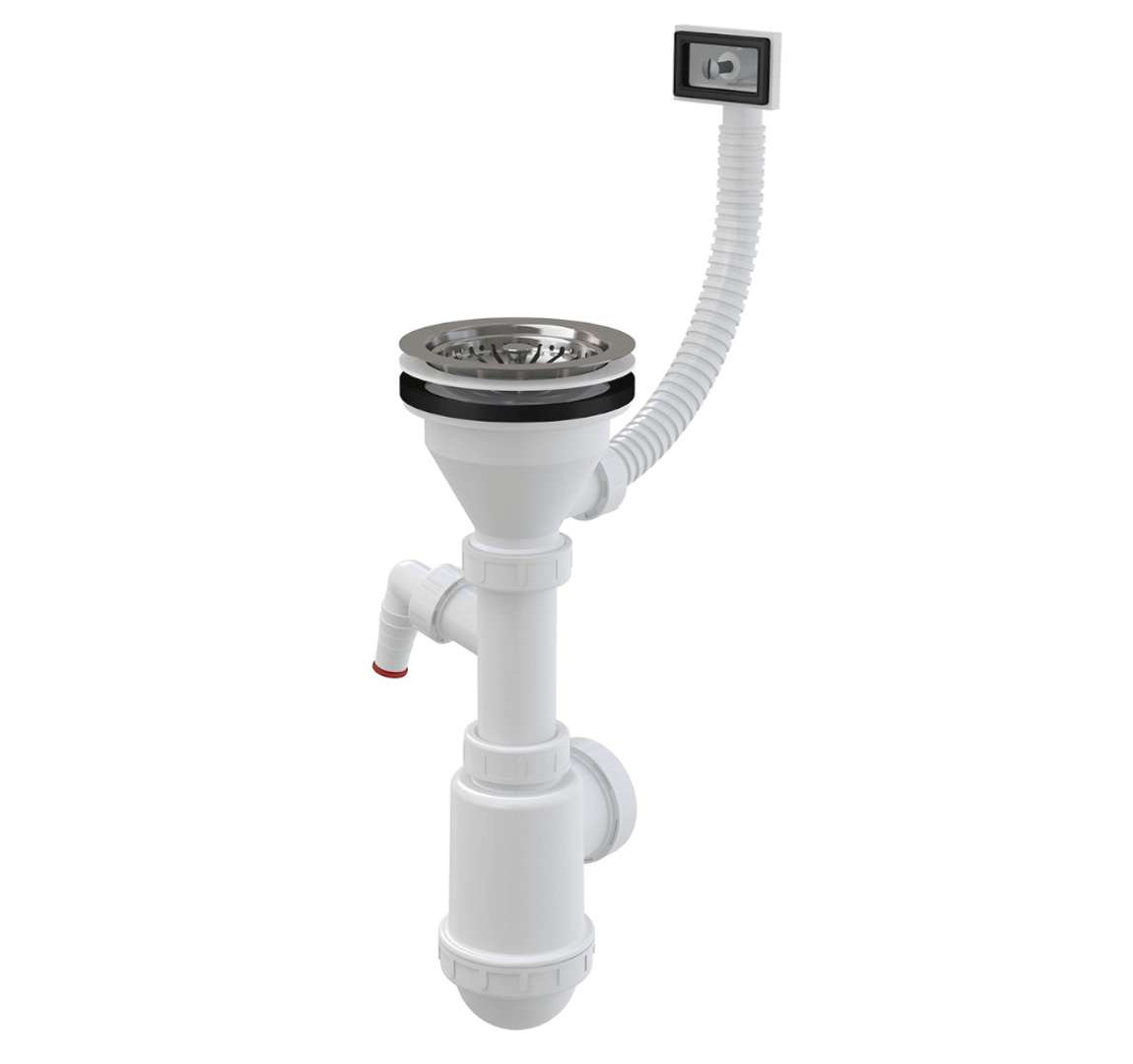 Alcadrain Sifóny Drezový sifón, s prípojkou, s flexi prepadom, plast A447P-DN50/40