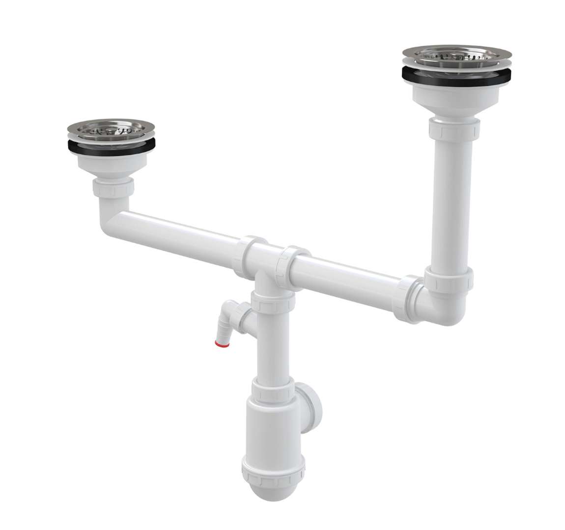 Alcadrain Sifóny Sifón pre dvojdrez, priemer 115 mm, dvojúrovňový, s prípojkou, plast A454P