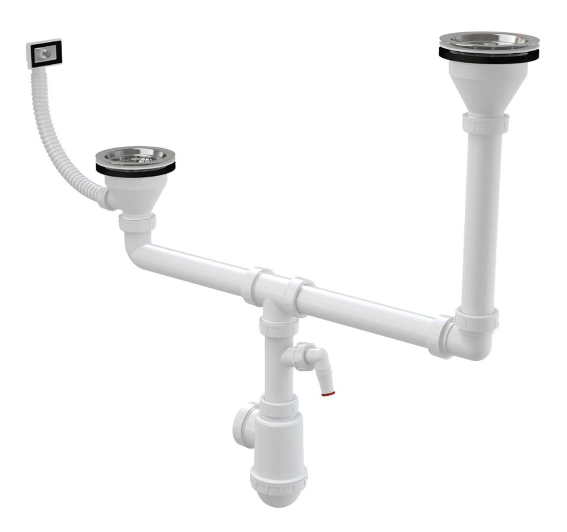 Alcadrain Sifóny Sifón pre dvojdrez, priemer 115 mm, dvojúrovňový, s prípojkou, plast A456P