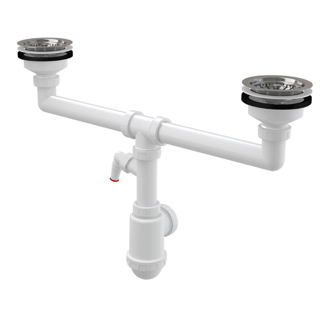 Alcadrain Sifóny Sifón pre dvojdrez, priemer 115 mm, s prípojkou, plast A453P