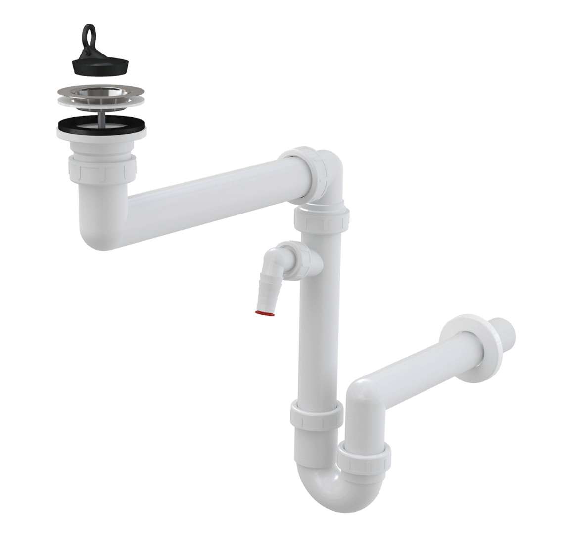 Alcadrain Sifóny Drezový sifón, priestorovo úsporný, s prípojkou, plast A870P-DN40