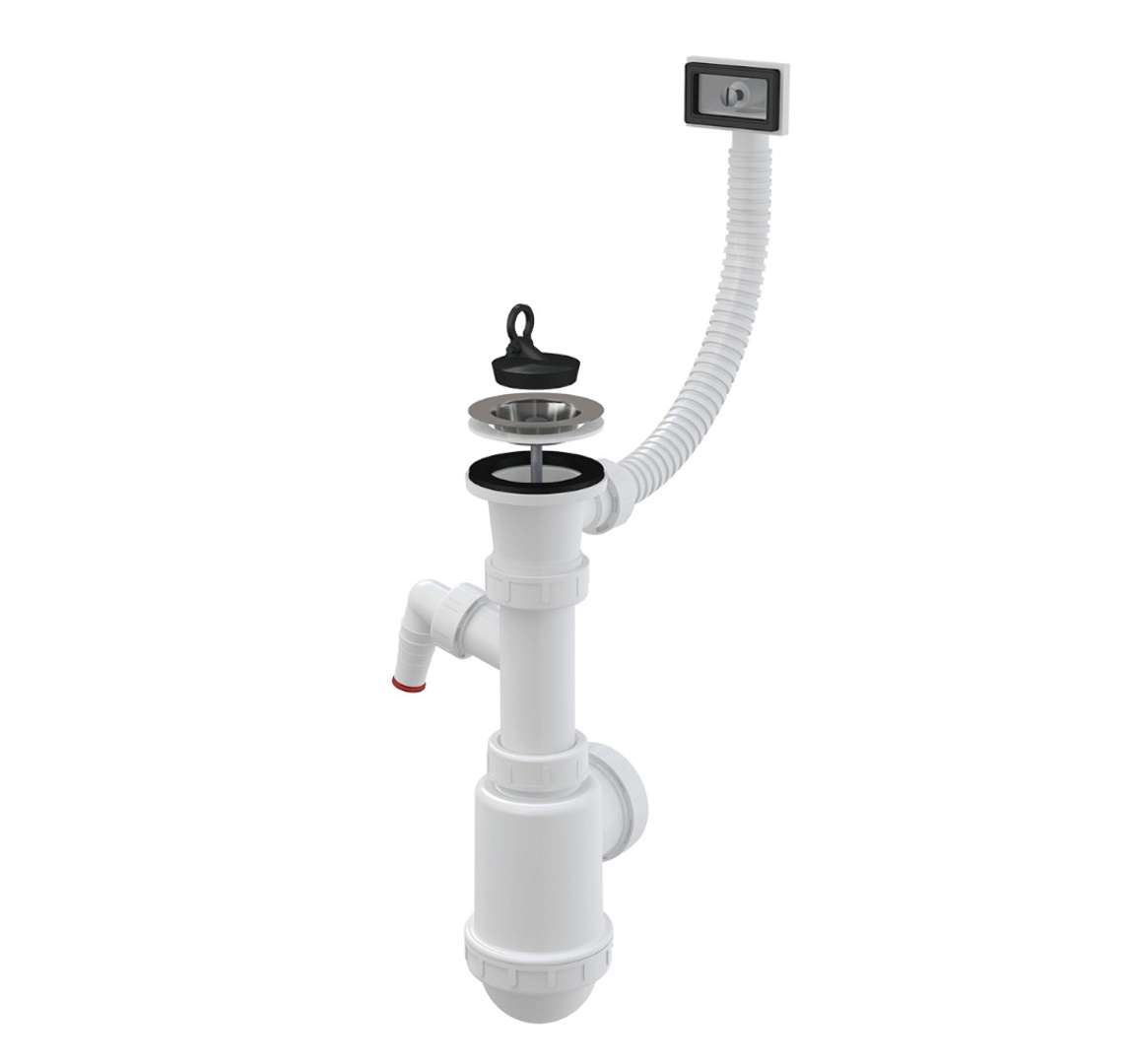 Alcadrain Sifóny Drezový sifón, s prípojkou, s flexi prepadom, plast A444P-DN50/40
