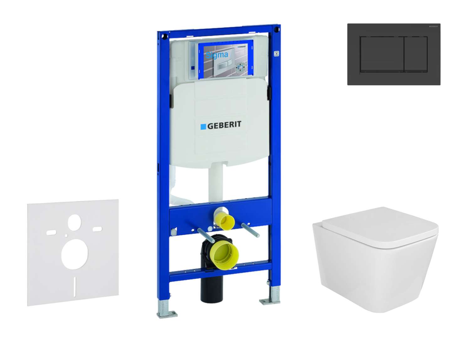 Geberit Duofix Set predstenovej inštalácie, klozetu Arkas a dosky softclose, tlačidlo Sigma30, matná čierna/čierna SANI11CA5102