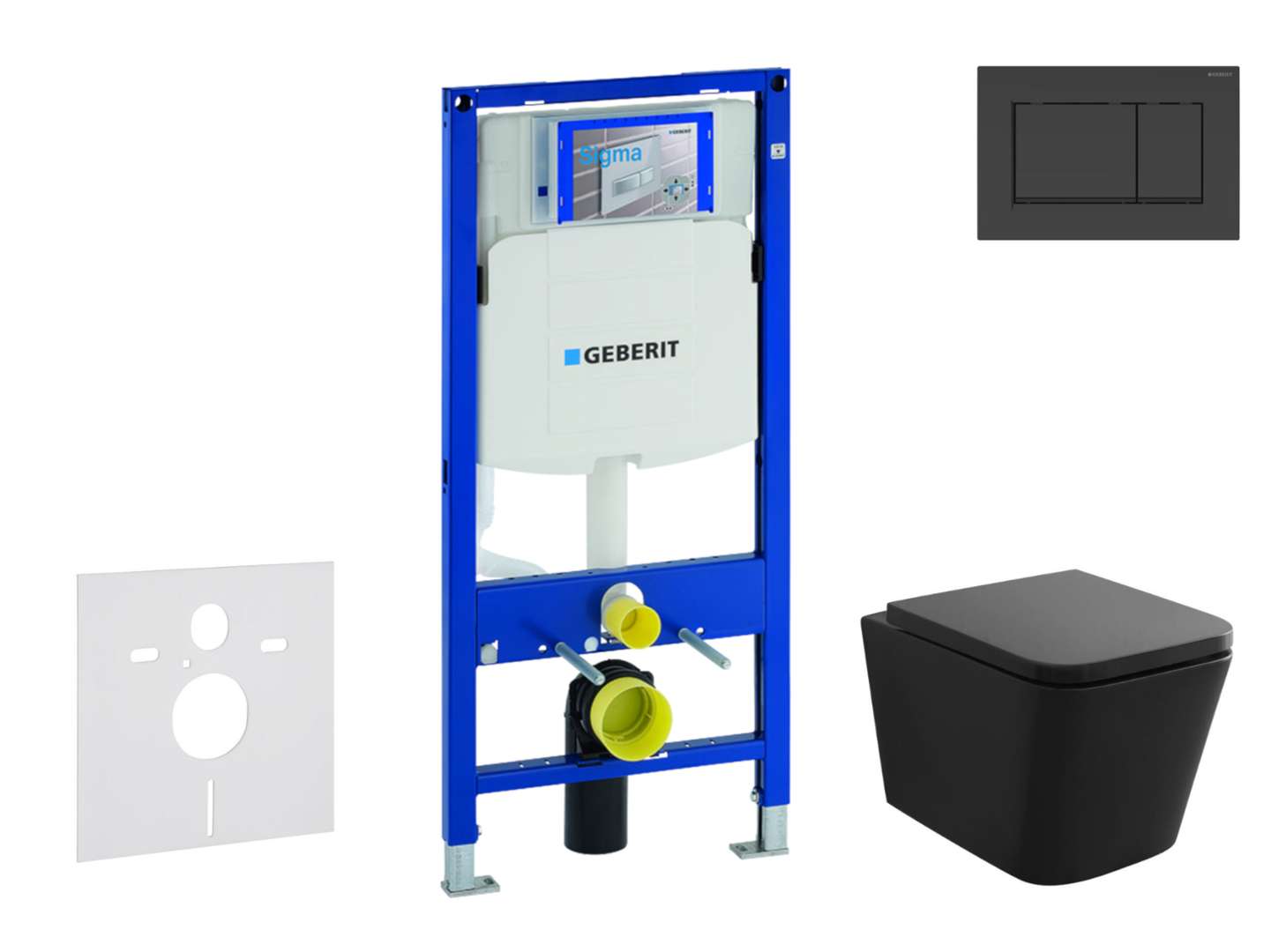 Geberit Duofix Set predstenovej inštalácie, klozetu Arkas a dosky softclose, tlačidlo Sigma30, matná čierna/čierna SANI11CA5501