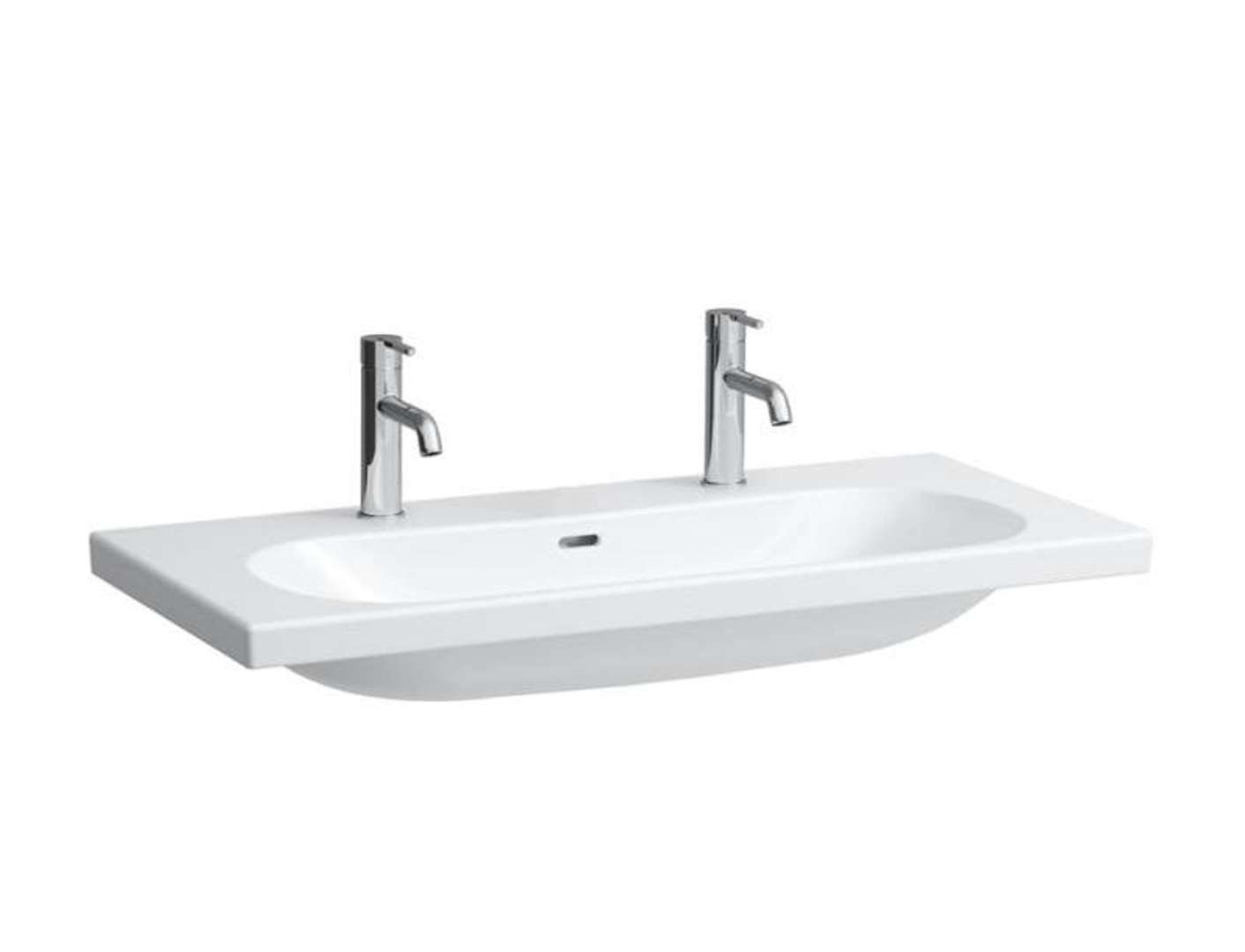 Laufen Lua Dvojumývadlo nábytkové 46x100 cm, s prepadom, 2 otvory na batériu, biela H8100890001071