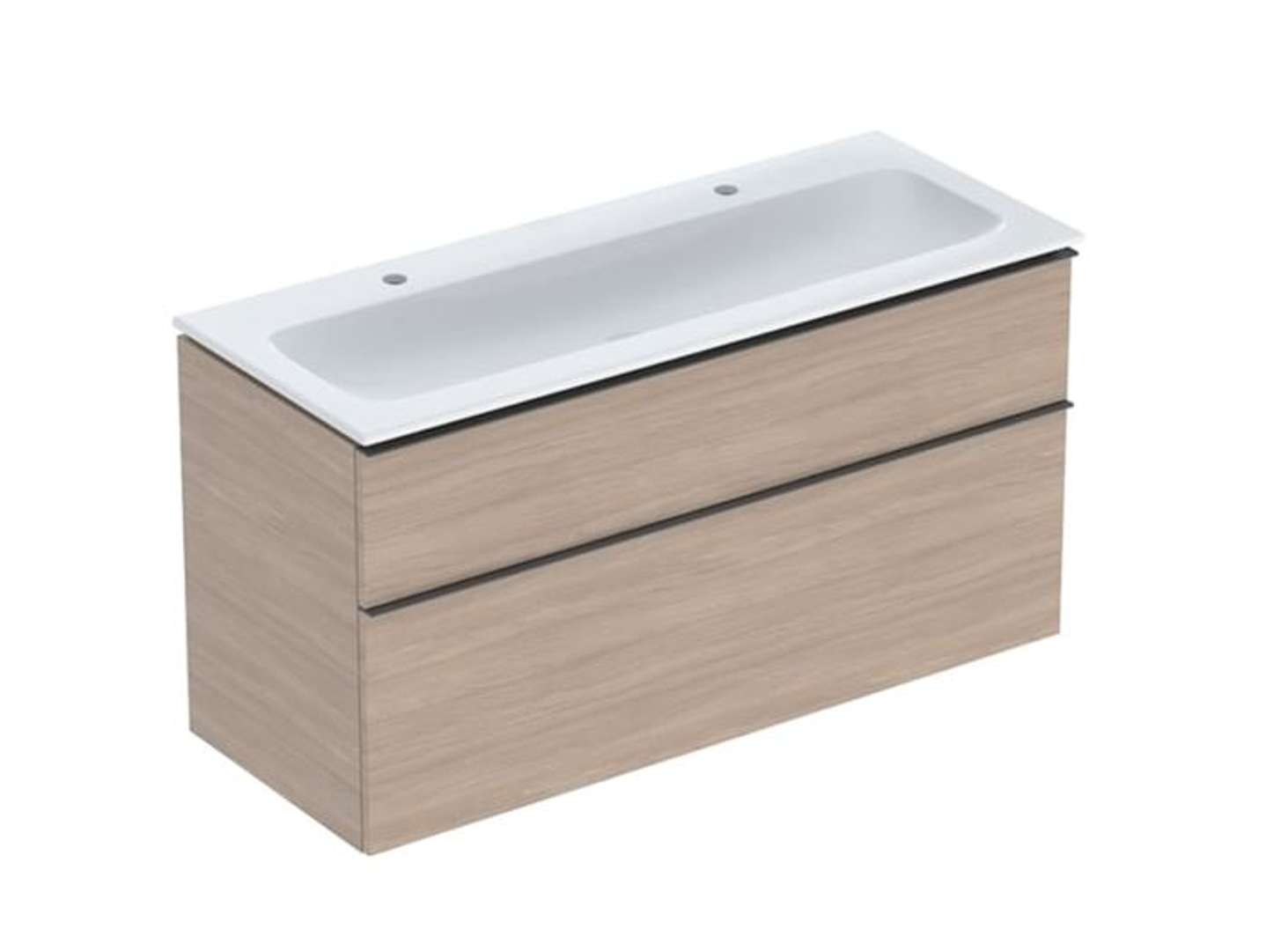 Geberit iCon Skrinka s dvojumývadlom, 120x50x60 cm, 2 zásuvky, KeraTect, dub 502.334.JH.1