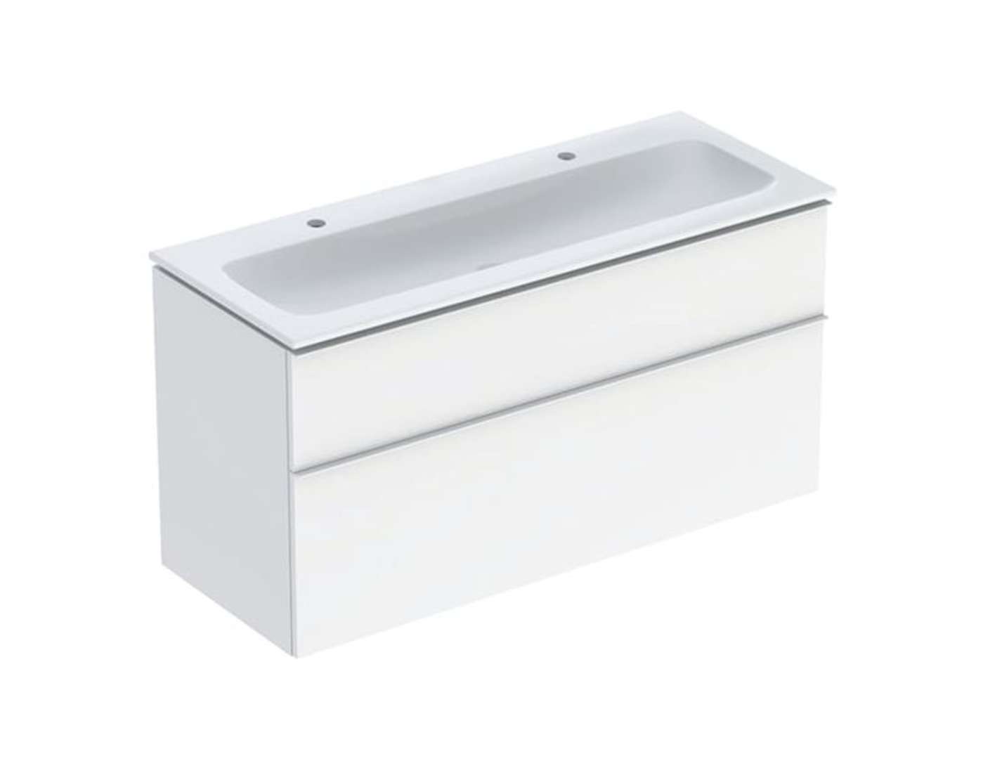 Geberit iCon Skrinka s dvojumývadlom, 120x50x60 cm, 2 zásuvky, KeraTect, lesklá biela 502.334.01.1