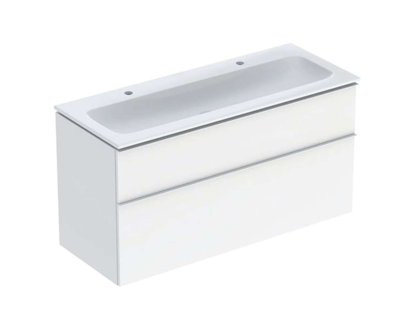 Geberit iCon Skrinka s dvojumývadlom, 120x50x60 cm, 2 zásuvky, lesklá biela 502.338.01.1