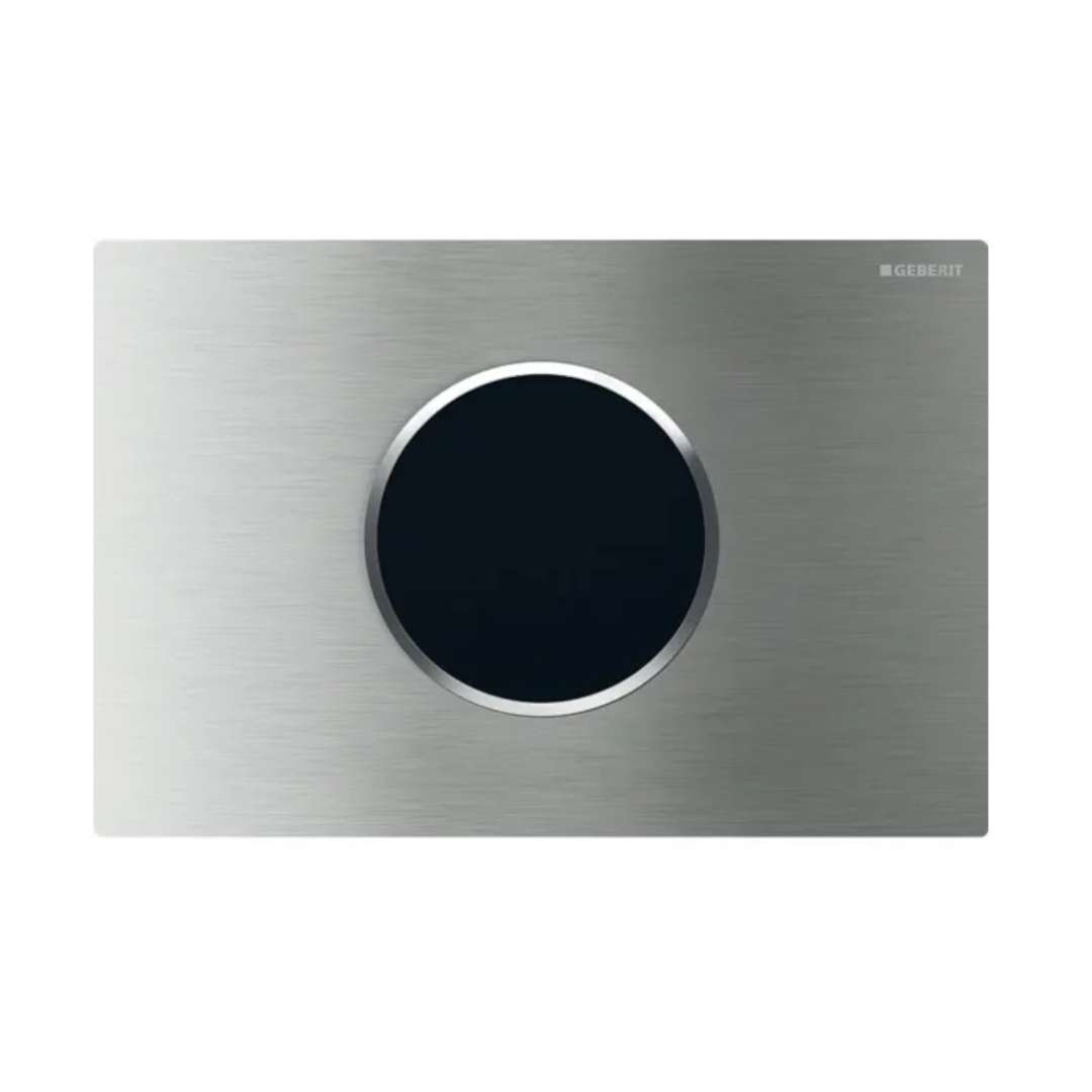 Geberit Sigma10 Elektronické ovládanie splachovania, sieťové napájanie, kefovaná/leštená nerezová 115.907.SN.6
