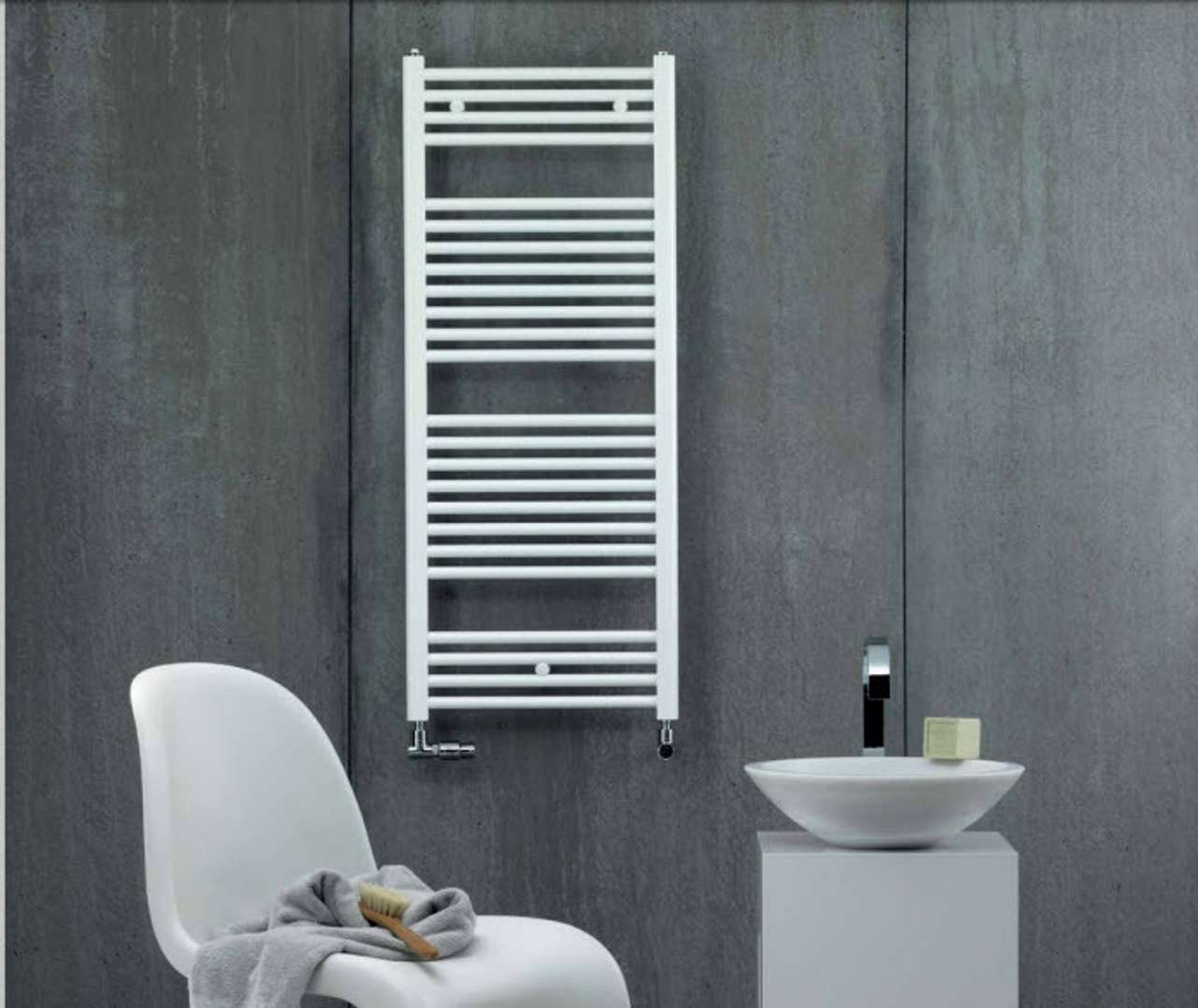 Zehnder Virando Radiátor kúpeľňový 180x45 cm, vonkajšie pripojenie, 757 W, biela AB-180-045