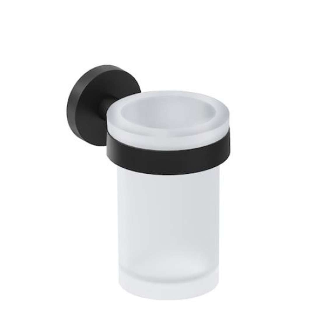 Jika Mio Style Držiak kefiek a pasty, sklo/matná čierna H3822F17160001