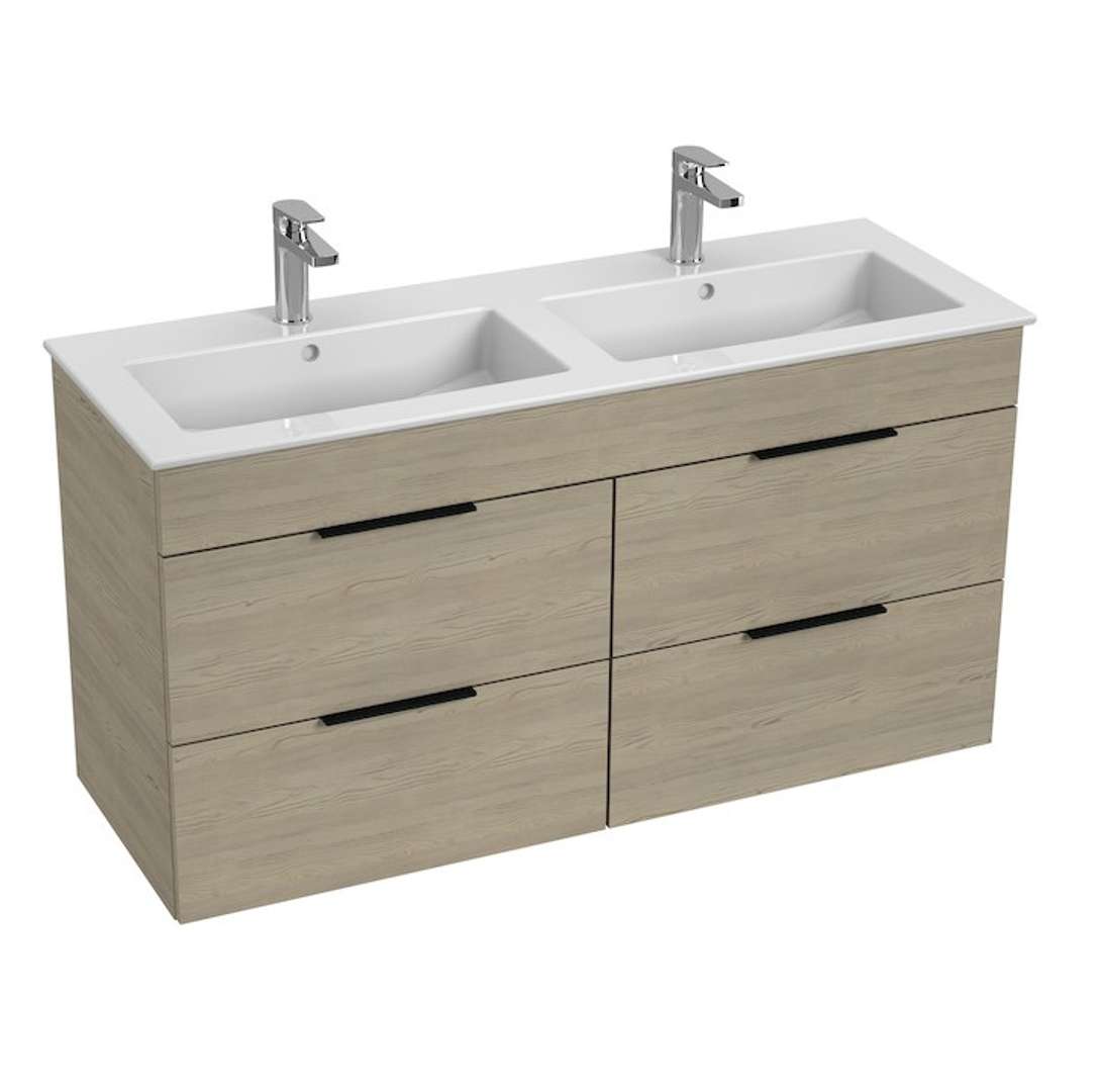 Jika Cube Skrinka s dvojumývadlom 118x43x61 cm, jaseň H4536621765141