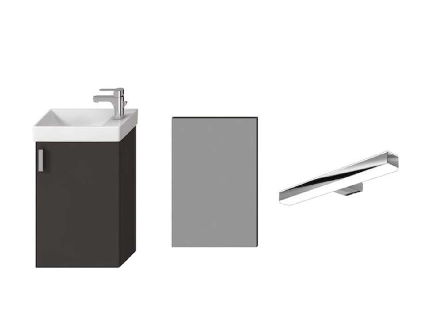 Jika Petit Set skrinky s umývadielkom, zrkadla a osvetlenia, sivá H45J5141753011