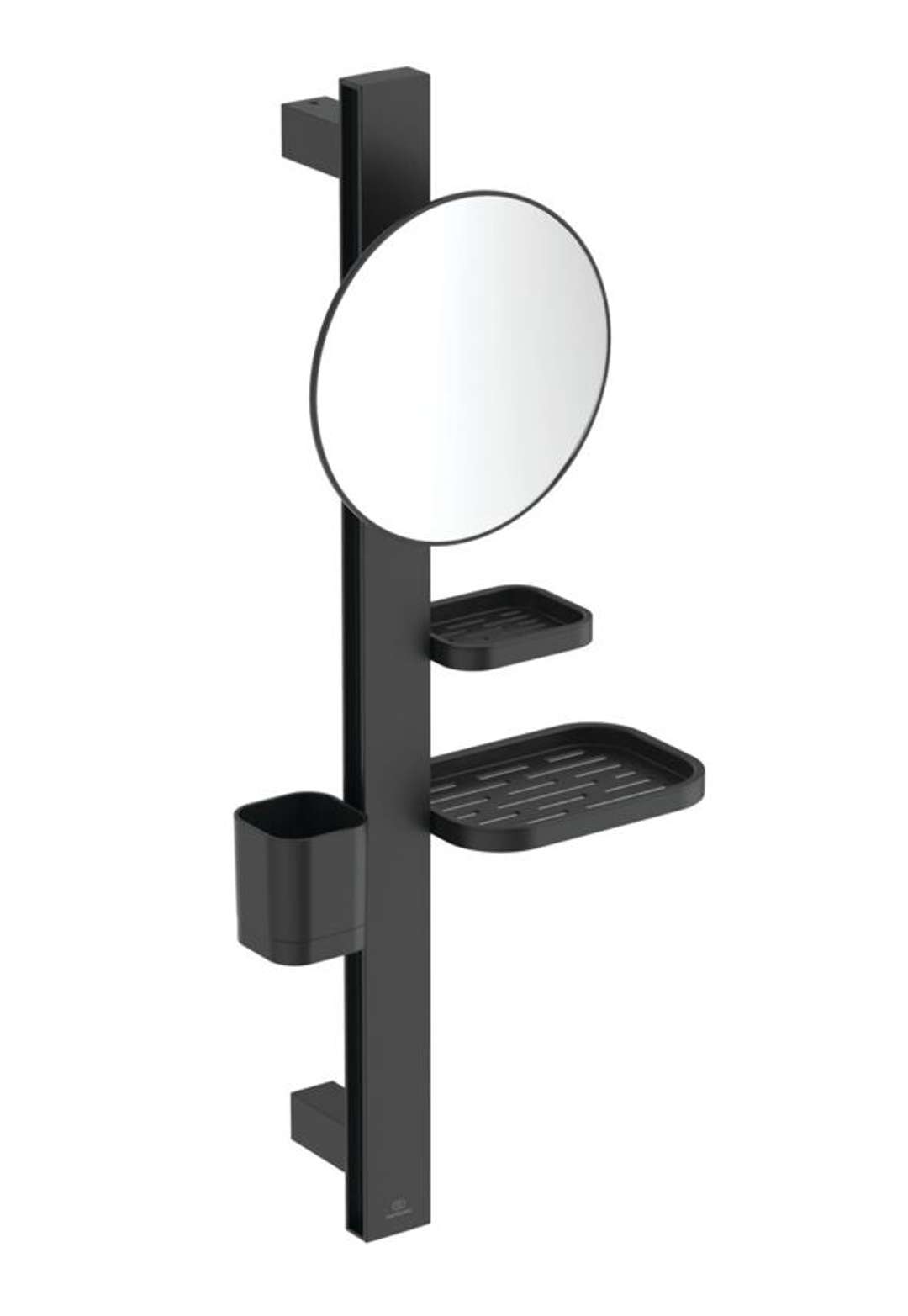 Ideal Standard ALU+ Kozmetické zrkadlo s poličkou a pohárikom na kefky a pastu, hodvábna čierna BD589XG