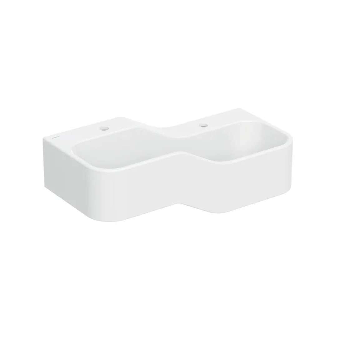 Geberit Bambini Dvojumývadlo pre deti, 90x39 cm, pravé, bez prepadu, 2 otvory na batériu, alpská biela 502.974.00.1