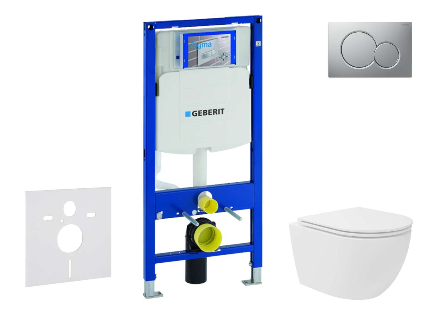 Geberit Duofix Set predstenovej inštalácie, kompaktného klozetu Oudee Vortex a dosky softclose, tlačidlo Sigma01, lakovaný matný chróm SANI11CA1143