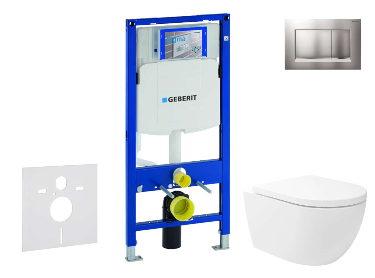 Geberit Duofix Set predstenovej inštalácie, klozetu Oudee Vortex a dosky softclose, tlačidlo Sigma30, lakovaný chróm mat/chróm SANI11CA1148
