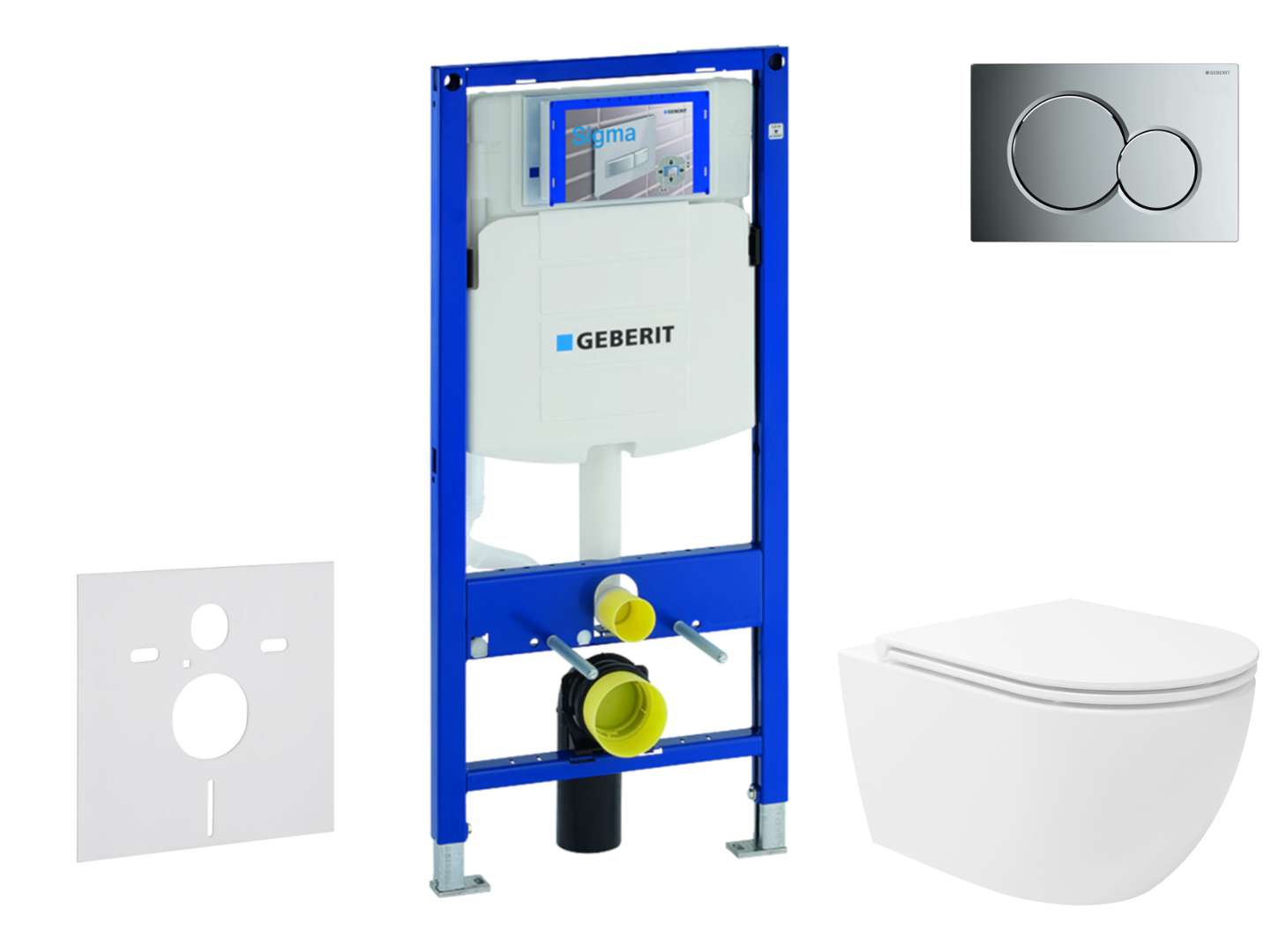 Geberit Duofix Set predstenovej inštalácie, klozetu Oudee Vortex a dosky softclose, tlačidlo Sigma01, lesklý chróm SANI11CA1152