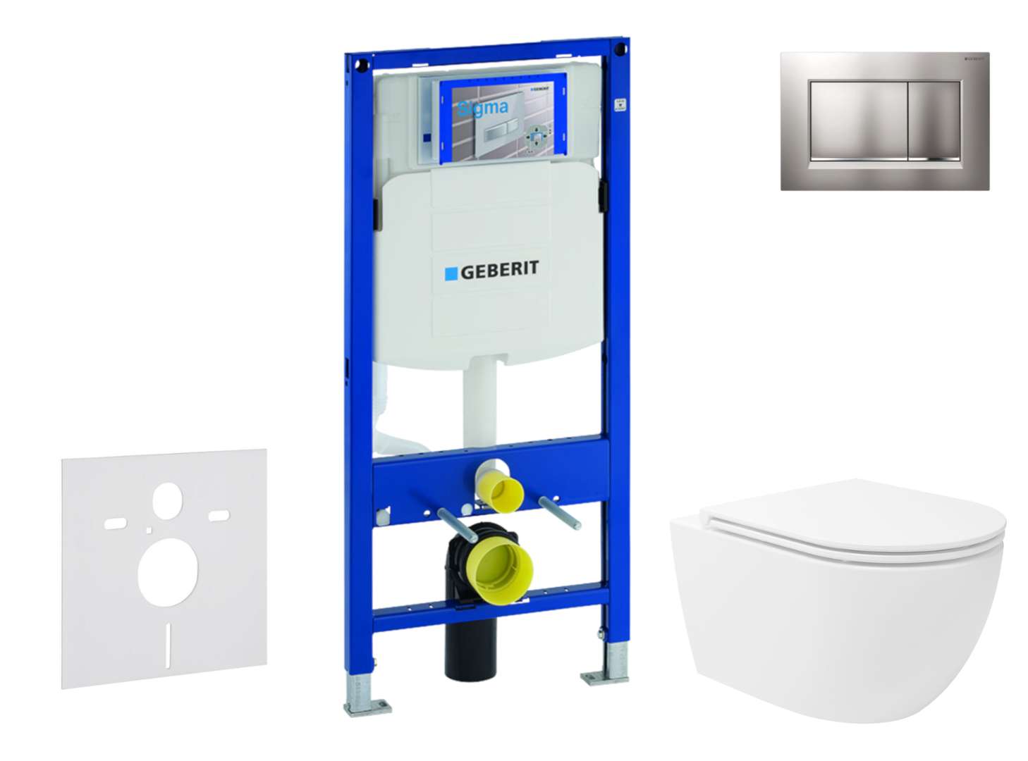Geberit Duofix Set predstenovej inštalácie, klozetu Oudee Vortex a dosky softclose, tlačidlo Sigma30, lakovaný chróm mat/chróm SANI11CA1154