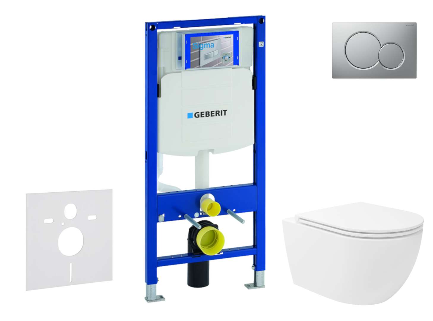 Geberit Duofix Set predstenovej inštalácie, klozetu Oudee Vortex a dosky softclose, tlačidlo Sigma01, lakovaný matný chróm SANI11CA1155