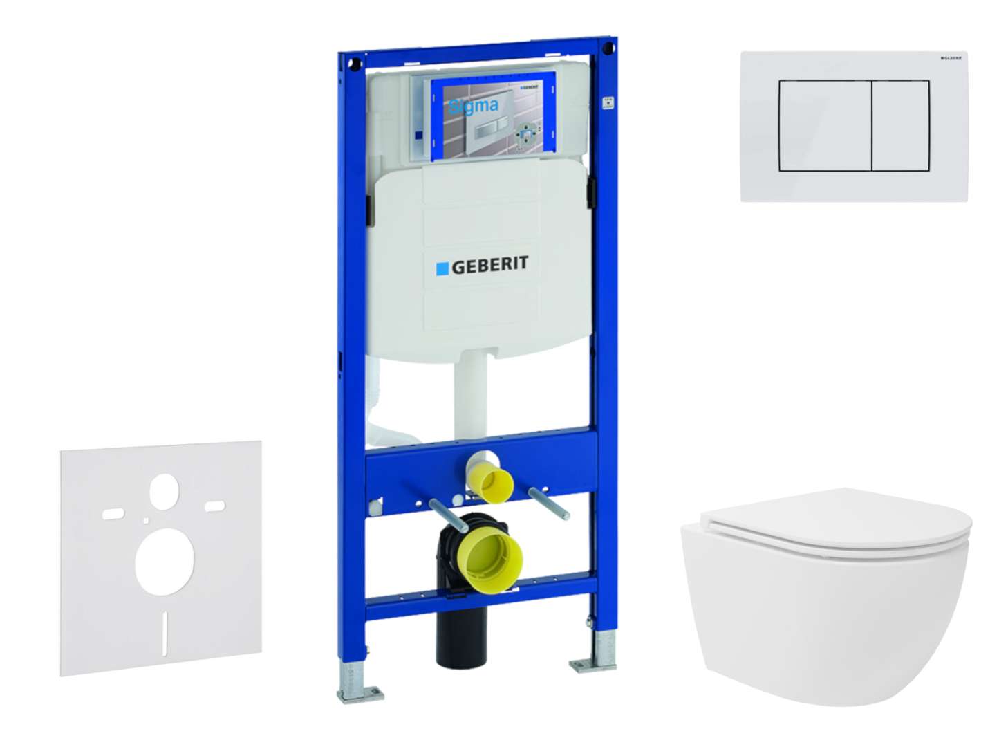 Geberit Duofix Set predstenovej inštalácie, kompaktného klozetu Oudee Vortex a dosky softclose, tlačidlo Sigma30, biela/biela mat SANI11CA3167