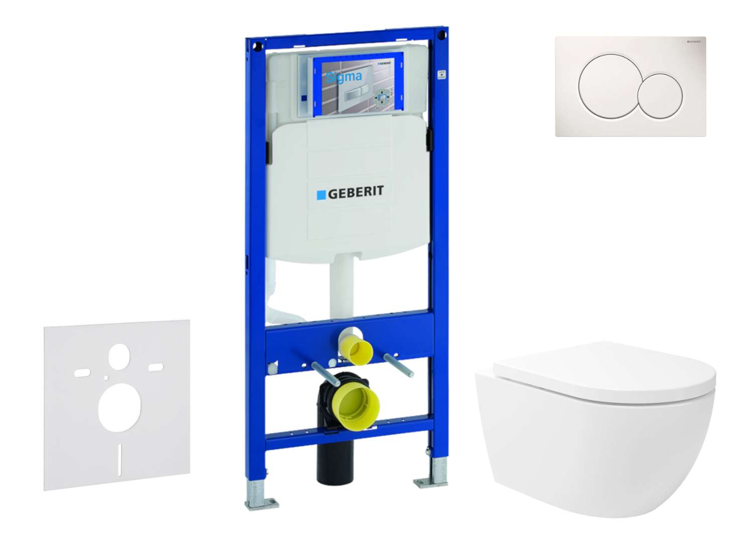 Geberit Duofix Set predstenovej inštalácie, klozetu Oudee Vortex a dosky softclose, tlačidlo Sigma01, alpská biela SANI11CA3173