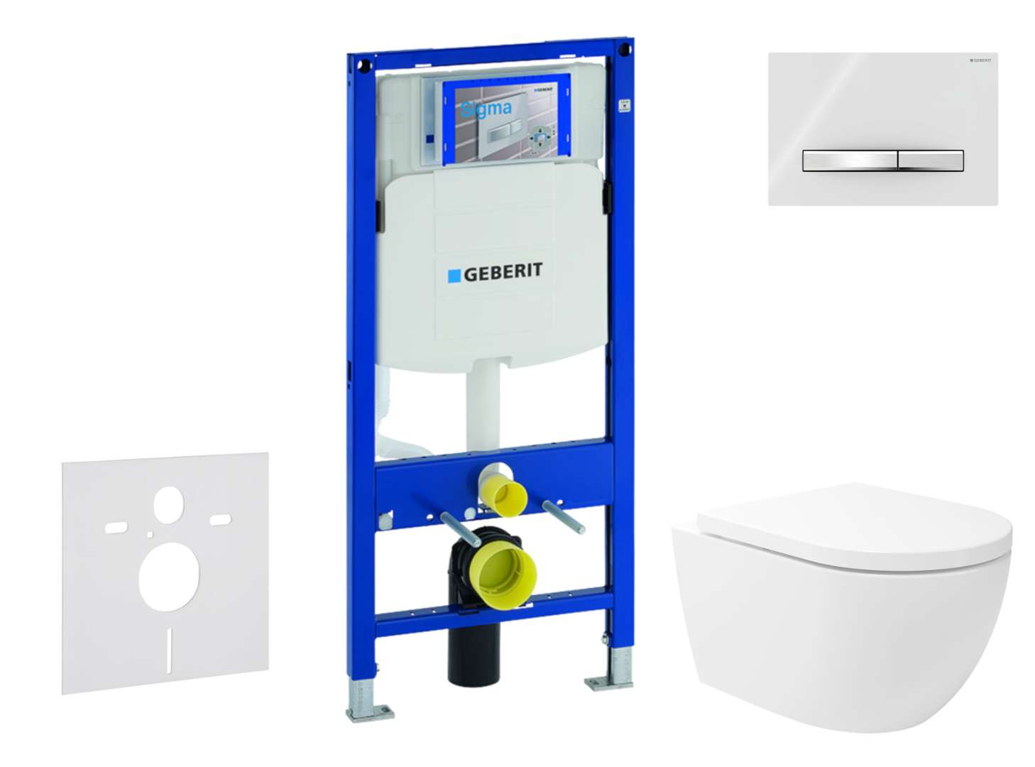 Geberit Duofix Set predstenovej inštalácie, klozetu Oudee Vortex a dosky softclose, tlačidlo Sigma50, chróm/alpská biela SANI11CA3177
