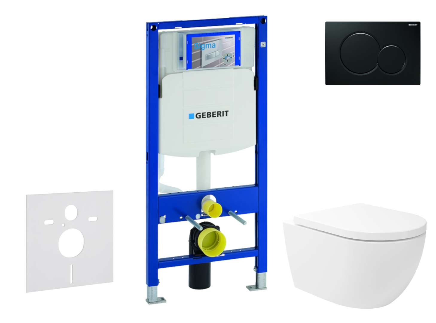 Geberit Duofix Set predstenovej inštalácie, klozetu Oudee Vortex a dosky softclose, tlačidlo Sigma01, čierna SANI11CA5145