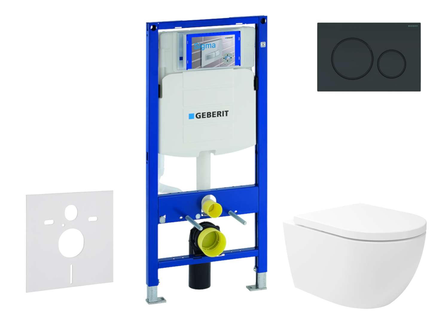 Geberit Duofix Set predstenovej inštalácie, klozetu Oudee Vortex a dosky softclose, tlačidlo Sigma20, čierna lesk/čierna mat SANI11CA5148