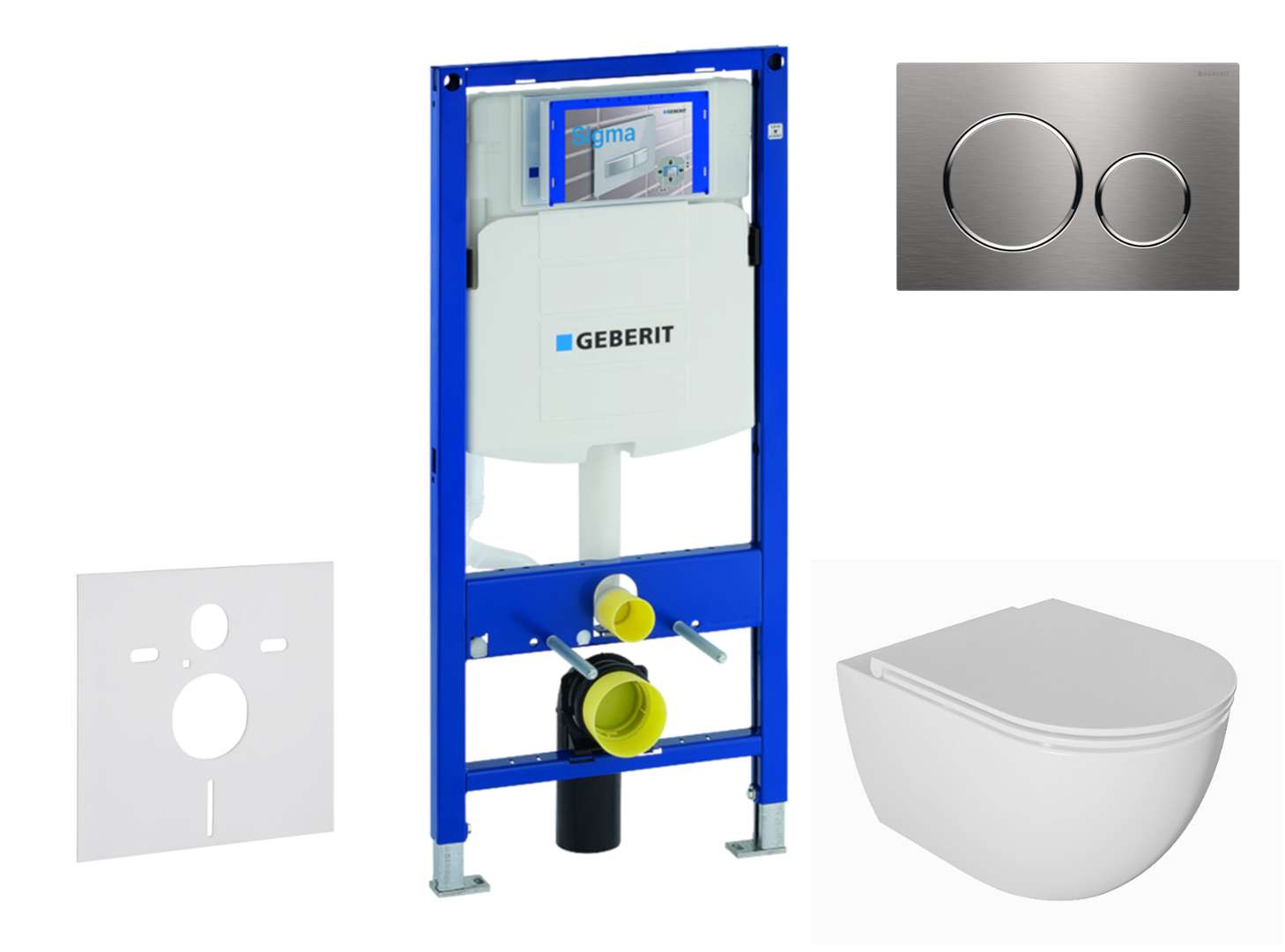 Geberit Duofix Set predstenovej inštalácie, klozetu Oudee a dosky softclose, tlačidlo Sigma20, nerezová SANI11CA6101