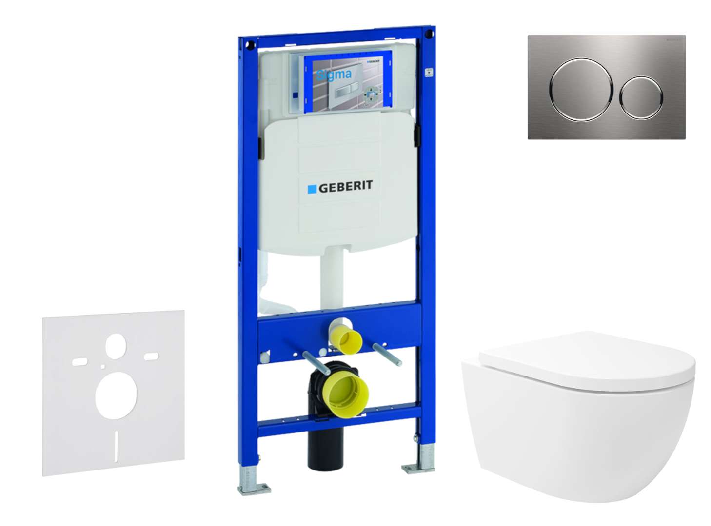Geberit Duofix Set predstenovej inštalácie, klozetu Oudee Vortex a dosky softclose, tlačidlo Sigma20, nerezová SANI11CA6107