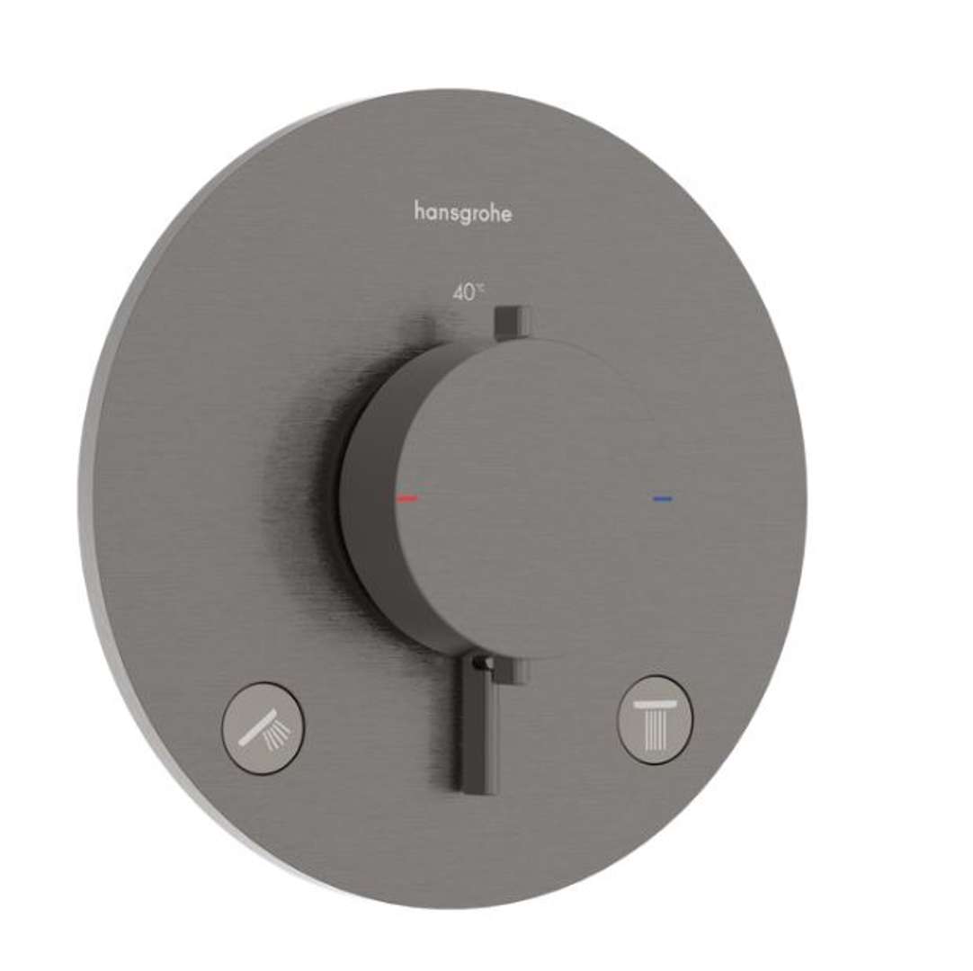 Hansgrohe Ecostat Comfort S Termostatická batéria pod omietku, na 2 spotrebiče, kefovaný čierny chróm 33715340-HG