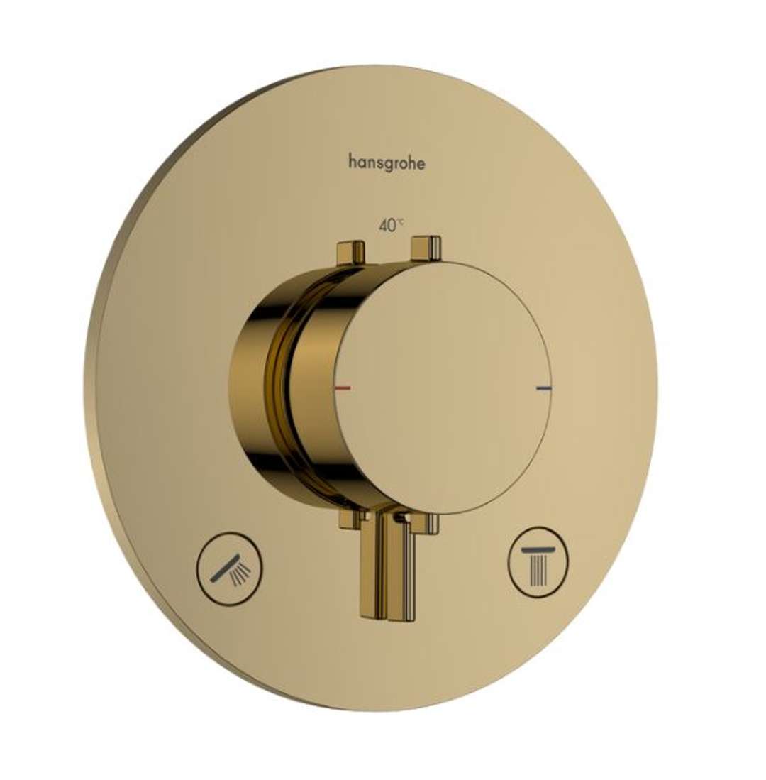 Hansgrohe Ecostat Comfort S Termostatická batéria pod omietku, na 2 spotrebiče, leštený vzhľad zlata 33715990-HG