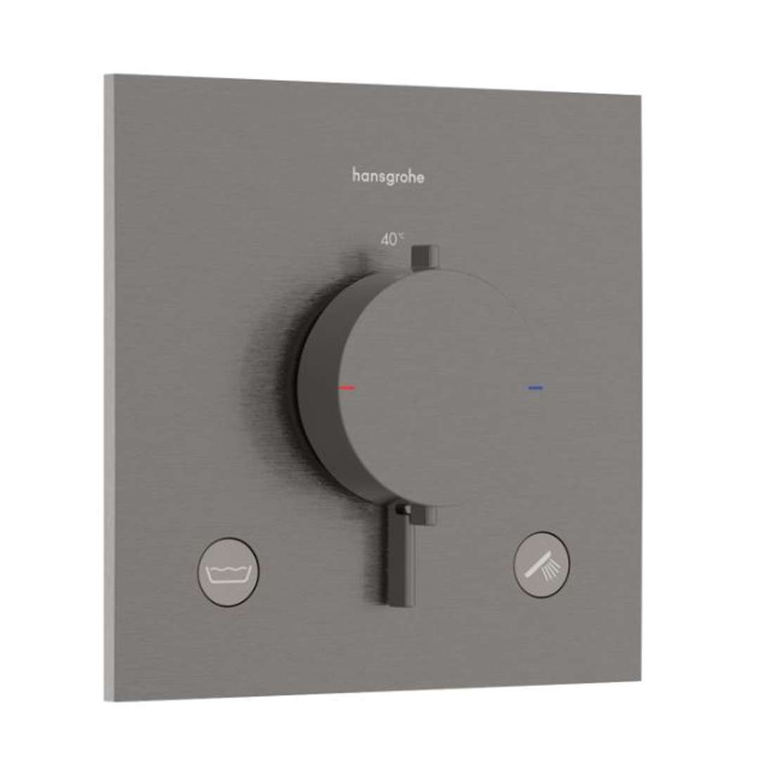 Hansgrohe Ecostat Comfort E Termostatická batéria pod omietku, na 2 spotrebiče, kefovaný čierny chróm 33716340-HG