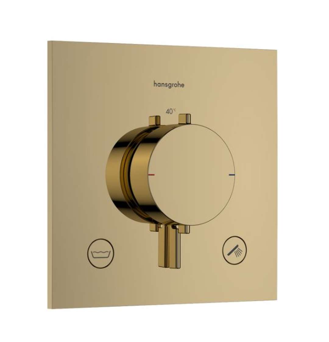 Hansgrohe Ecostat Comfort E Termostatická batéria pod omietku, na 2 spotrebiče, leštený vzhľad zlata 33716990-HG
