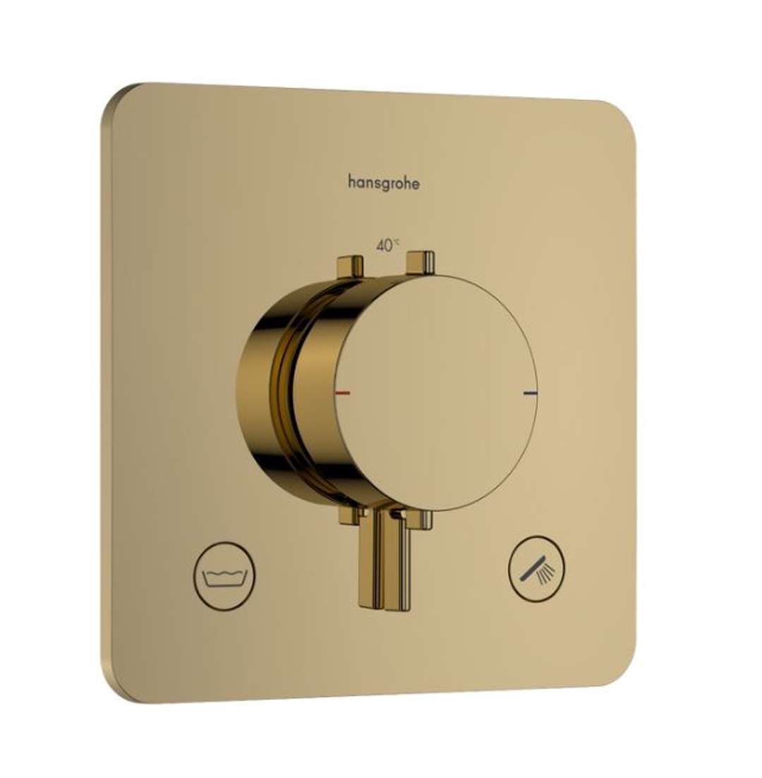Hansgrohe Ecostat Comfort Q Termostatická batéria pod omietku, na 2 spotrebiče, leštený vzhľad zlata 33717990-HG