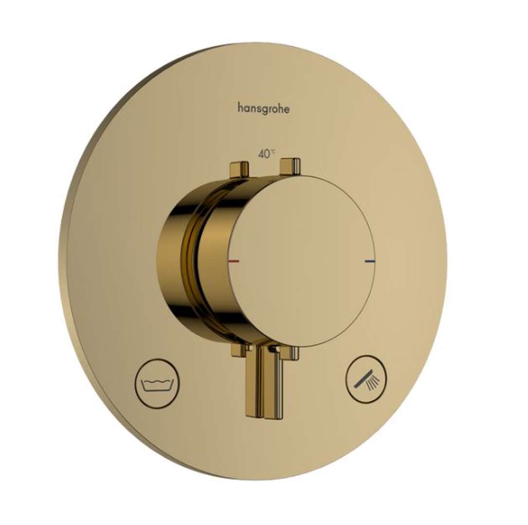 Hansgrohe Ecostat Comfort S Termostatická batéria pod omietku, na 2 spotrebiče, leštený vzhľad zlata 33718990-HG