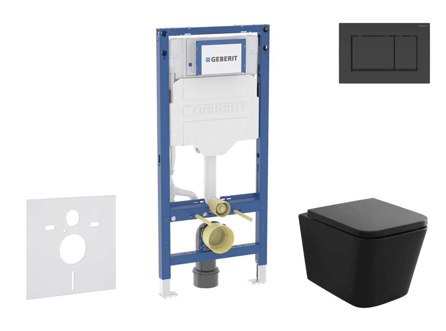 Geberit Duofix Set predstenovej inštalácie, klozetu Arkas a dosky softclose, tlačidlo Sigma30, matná čierna/čierna SANI11CA5501B