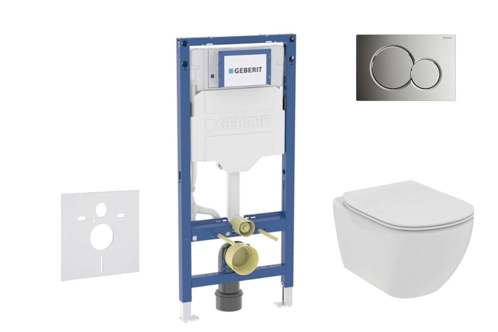 Geberit Duofix Set predstenovej inštalácie, klozetu Tesi a dosky softclose, tlačidlo Sigma01, lesklý chróm SANI11CD1109