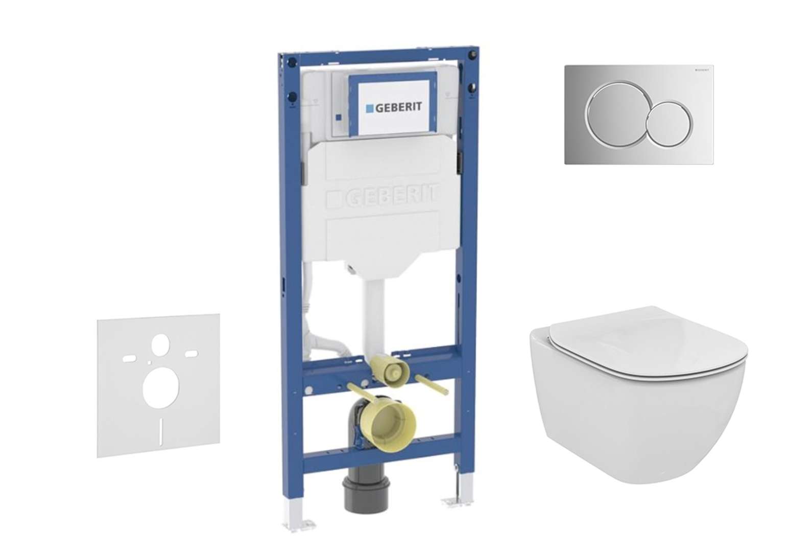Geberit Duofix Set predstenovej inštalácie, klozetu Tesi a dosky softclose, tlačidlo Sigma01, lesklý chróm SANI11CD1133