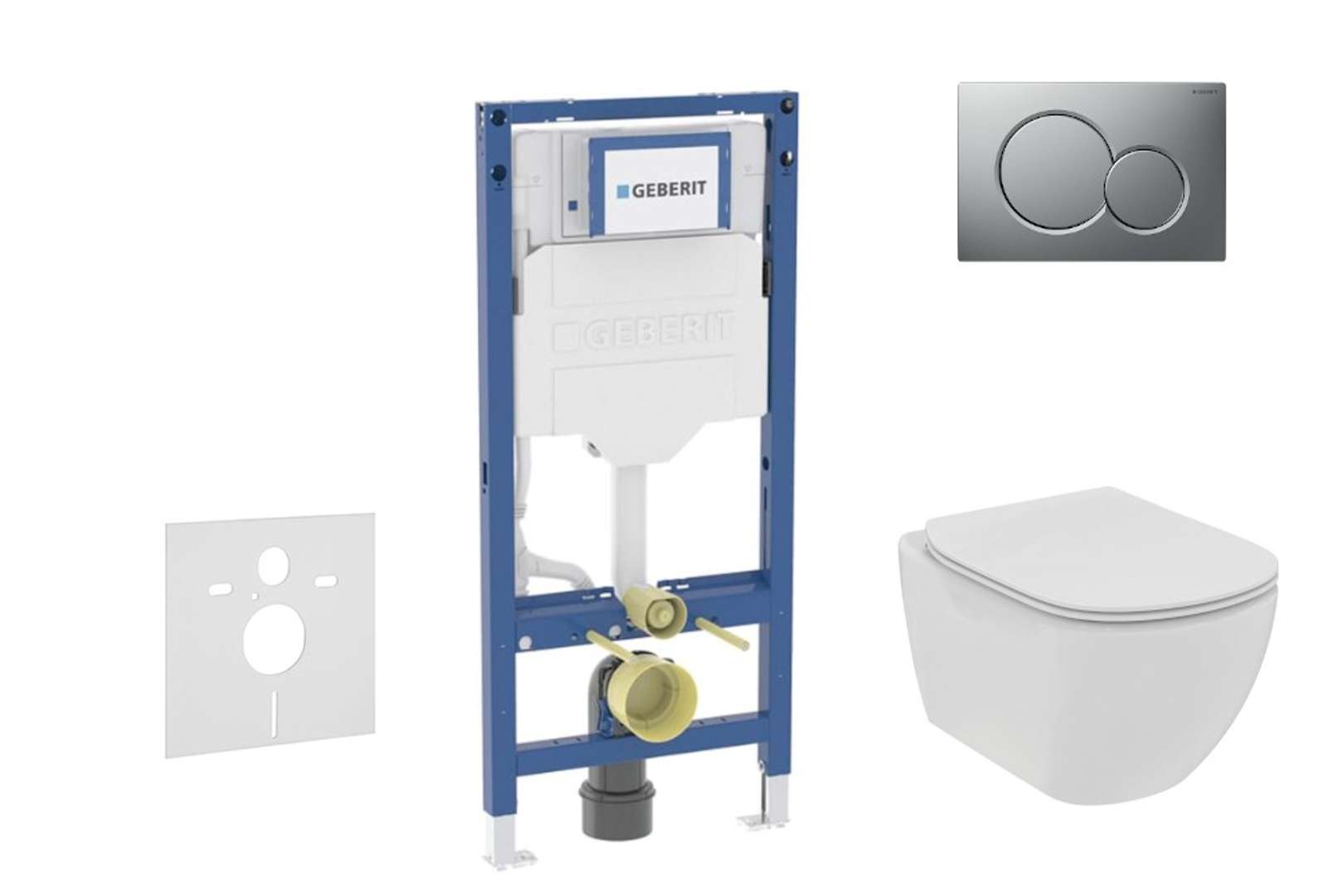 Geberit Duofix Set predstenovej inštalácie, klozetu Tesi a dosky softclose, tlačidlo Sigma01, matný chróm SANI11CD2110