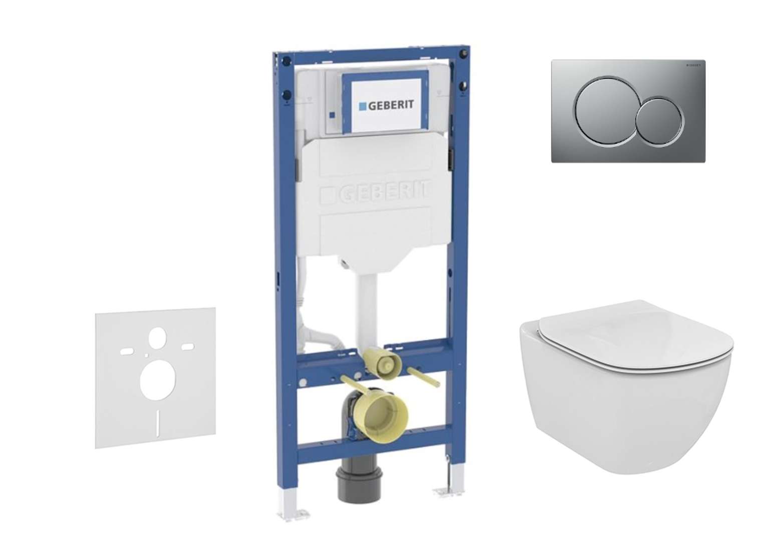 Geberit Duofix Set predstenovej inštalácie, klozetu Tesi a dosky softclose, tlačidlo Sigma01, matný chróm SANI11CD2134