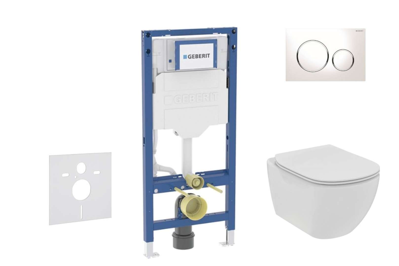 Geberit Duofix Set predstenovej inštalácie, klozetu Tesi a dosky softclose, tlačidlo Sigma20, biela/chróm SANI11CD3111